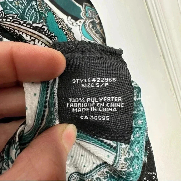 Brody Myles Blouse Collared Buttons Green/Blue/White Patterned Size Small - Picture 10 of 16